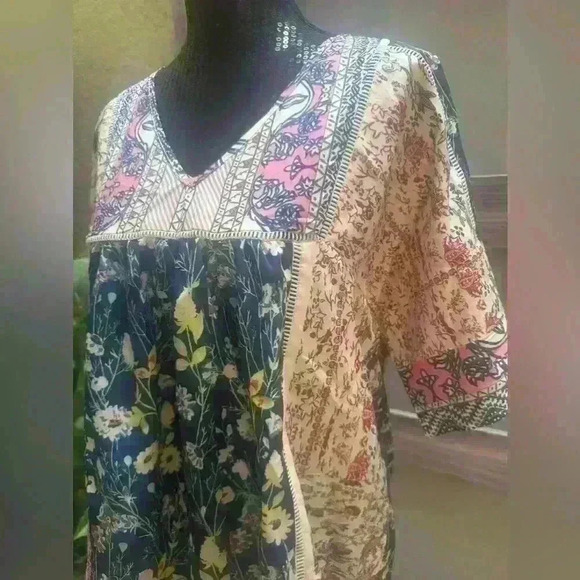 C.O.Z.Y Boho patchwork blouse NWT Size M. 💖 - Picture 5 of 5